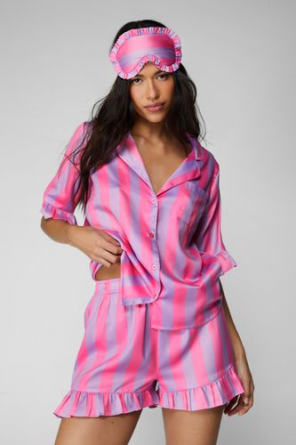 Pyjama Satiné 3 Pièces Avec Masque De Nuit - M - Nasty Gal - Modalova