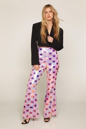 Pantalon Flare À Étoile En Sequins - 36 - Nasty Gal - Modalova