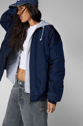 Bomber Oversize - Bleu Marine - M - Nasty Gal - Modalova
