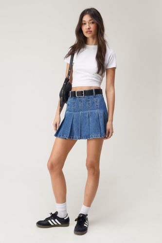 Petite Denim Pleated Mini Skirt - - 32 - Nasty Gal - Modalova