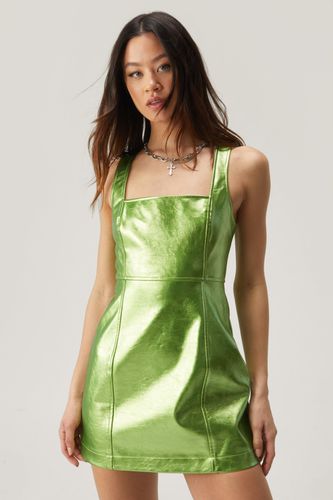 Premium Glitter Faux Leather Mini Dress - - 32 - Nasty Gal - Modalova