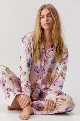 Satin Tie Dye Cowboy Pajama Trousers Set - S - Nasty Gal - Modalova