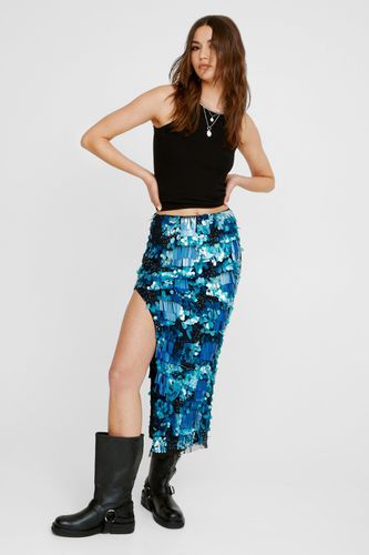 Mixed Sequin Leg Slit Midi Skirt - 32 - Nasty Gal - Modalova