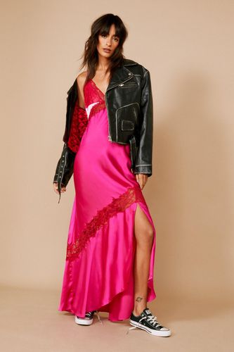 Satin Lace Trim Maxi Dress - 32 - Nasty Gal - Modalova