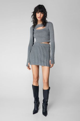 Acid Wash Cut Out Detail Ribbed Knit Two Piece Set - S - Nasty Gal - Modalova