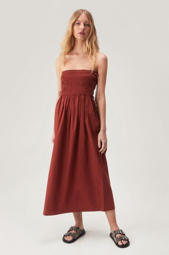 Cotton Shirred Bust Bandeau Midi Dress - 34 - Nasty Gal - Modalova