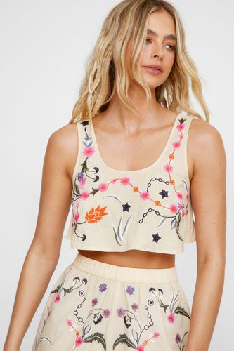 Embroidered Scoop Neck Crop Top - - 34 - Nasty Gal - Modalova