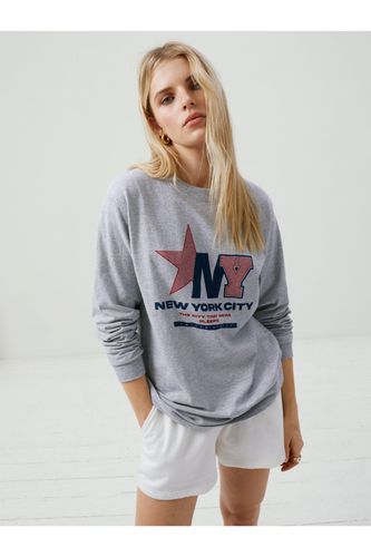 Washed New York City Front Graphic Long Sleeve T-Shirt - - S - Nasty Gal - Modalova