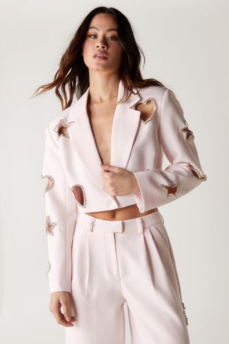 Premium Cut Out Embellished Cropped Blazer - 34 - Nasty Gal - Modalova