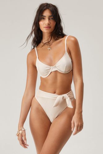 Metallic Rib Underwire Tie Front Bikini Set - 38 - Nasty Gal - Modalova