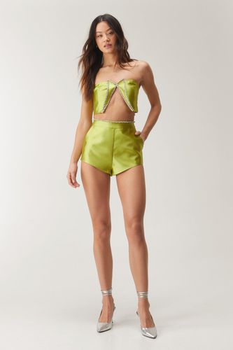 Premium Satin Twill Embellished Shorts - 34 - Nasty Gal - Modalova