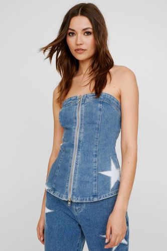 Denim Star Insert Bandeau Top - 34 - Nasty Gal - Modalova