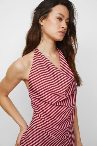 Stripe Cowl Halter Tie Back Detail Top - 36 - Nasty Gal - Modalova