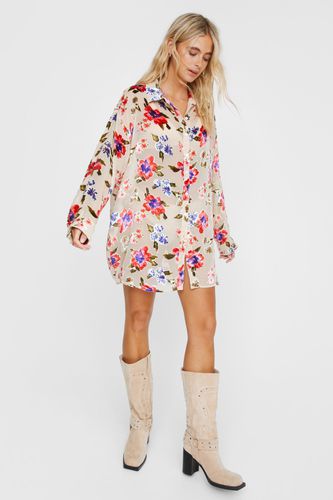 Devore Oversized Sheer Floral Shirt - 32 - Nasty Gal - Modalova