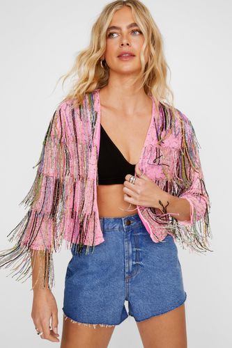 Tiered Tassel Multicolour Beaded Jacket - 36 - Nasty Gal - Modalova