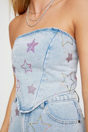 Star Hotfix Denim Bandeau Top - 34 - Nasty Gal - Modalova