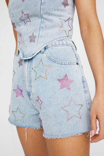 Star Hotfix Denim Short - Gris - 34 - Nasty Gal - Modalova