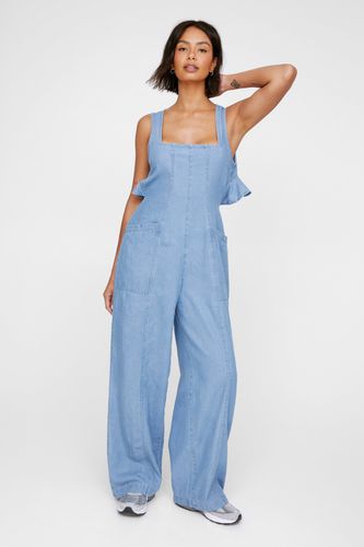 Chambray Frill Back Jumpsuit - 34 - Nasty Gal - Modalova