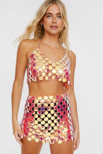 Iridescent Disc Mini Skirt - M/L - Nasty Gal - Modalova