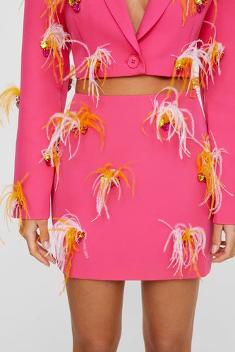 Premium Feather Embellished Tailored Mini Skirt - - 10 - Nasty Gal - Modalova
