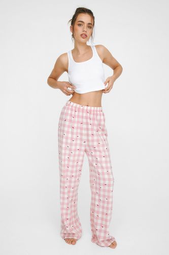 Rib Vest Check Mushroom Cotton Check Pajama Trousers Set - - L - Nasty Gal - Modalova