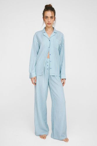 Cotton Linen Stripe Pajama Trousers Set - S - Nasty Gal - Modalova