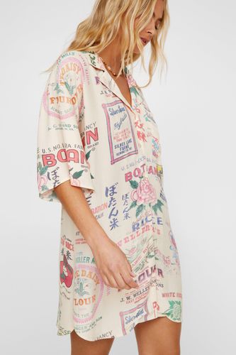 Graphic Printed Oversized Resort Shirt Dress - - 8 - Nasty Gal - Modalova