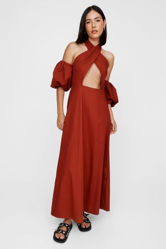 Halter Cut Out Puff Sleeve Maxi Dress - 32 - Nasty Gal - Modalova