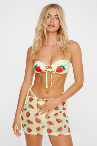 Placement Strawberry Bandeau 3Pc Bikini Set - - 38 - Nasty Gal - Modalova