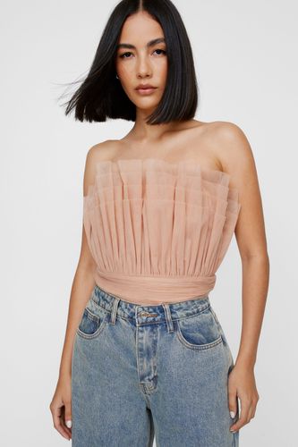 Pleated Tulle Bandeau Bodysuit - 34 - Nasty Gal - Modalova