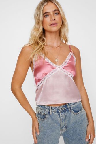 Ribbon Trim Satin Cami Top - 32 - Nasty Gal - Modalova