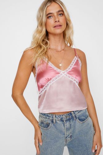 Ribbon Trim Satin Cami Top - 34 - Nasty Gal - Modalova