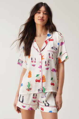 Satin Cowboy Western Pajama Shorts Set - M - Nasty Gal - Modalova