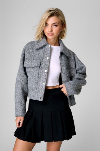 Textured Trucker Jacket - Gris - 32 - Nasty Gal - Modalova