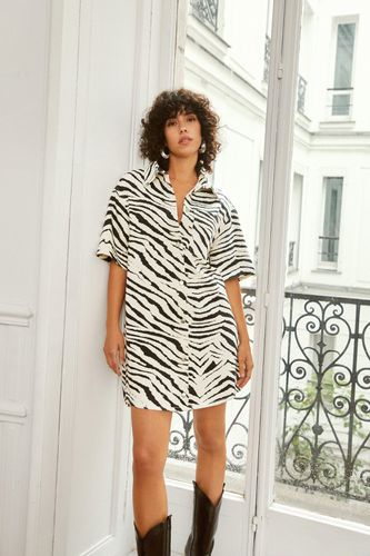 Denim Zebra Print Shirt Dress - - 36 - Nasty Gal - Modalova