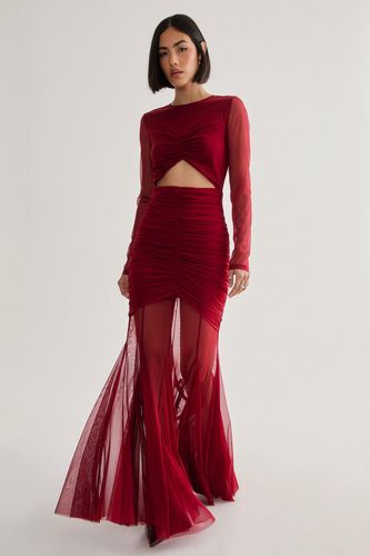 Mesh Cut Out Maxi Dress - Rouge - M - Nasty Gal - Modalova