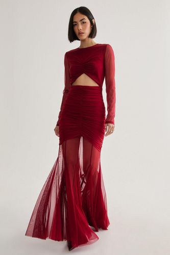 Mesh Cut Out Maxi Dress - Rouge - S - Nasty Gal - Modalova