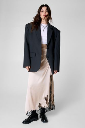 Satin Cutwork Contrast Lace Spilt Maxi Skirt - 36 - Nasty Gal - Modalova