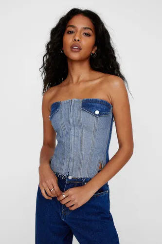 Denim Pocket Detail Bustier - 36 - Nasty Gal - Modalova