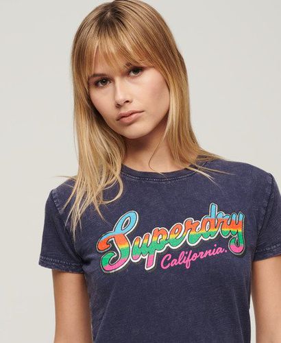 Damen Figurbetontes T-Shirt mit Cali-Sticker und Logo-Druck, Größe: 42 - Superdry - Modalova