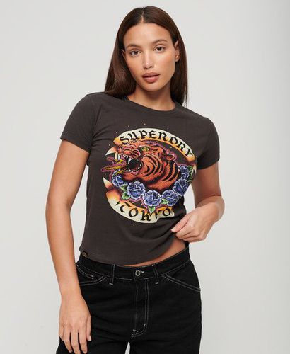 Women's Tattoo T-Shirt mit Strassbesatz - Größe: 42 - Superdry - Modalova