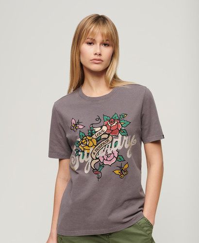 Women's T-Shirt mit Tattoo-Schriftzug und Grafik - Größe: 38 - Superdry - Modalova