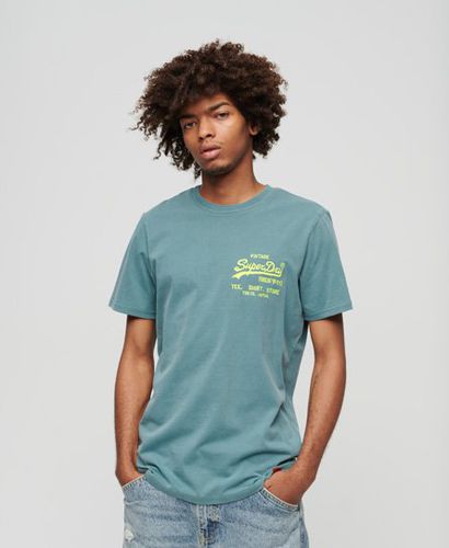 Men's Neonfarbenes T-Shirt mit Vintage-Logo - Größe: L - Superdry - Modalova
