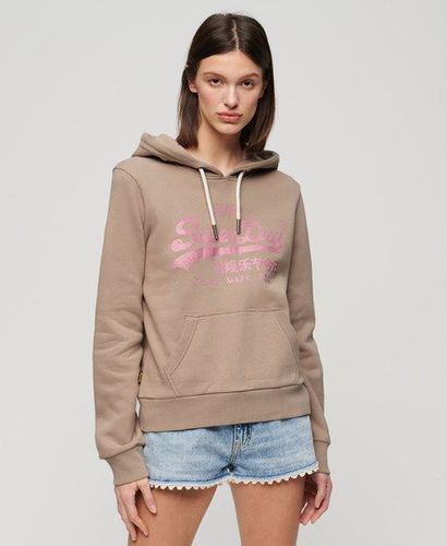 Damen Metallic Hoodie mit Vintage-Grafiklogo - Größe: 36 - Xmas deals - Superdry - Modalova