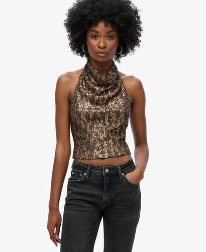 Damen Neckholder-oberteil mit Wasserfallausschnitt und Pailletten - Größe: 38 - Superdry - Modalova