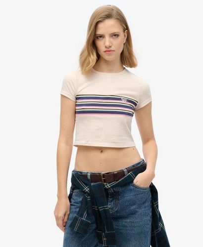 Damen Crème, und Kurzes Vintage T-Shirt mit Gestreift, Größe: 36 - Superdry - Modalova