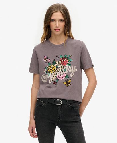 Women's T-Shirt mit Tattoo-Schriftzug und Grafik - Größe: 34 - Xmas deals - Superdry - Modalova