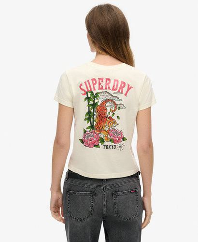 Damen Figurbetontes Tattoo-T-Shirt mit Strassbesatz - Größe: 36 - Superdry - Modalova