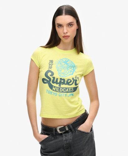 Damen Varsity T-Shirt in Ausbrenneroptik - Größe: 38 - Superdry - Modalova