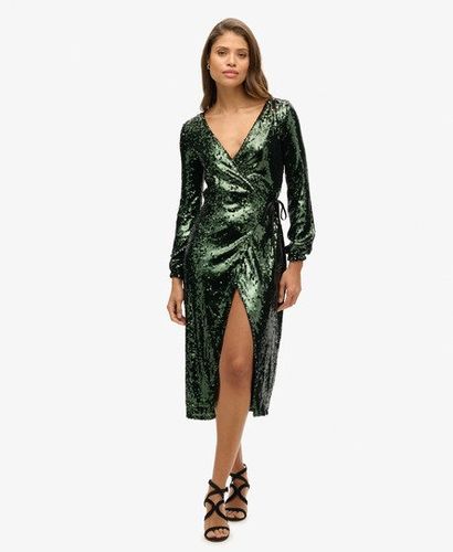 Damen Maxikleid in Wickeloptik mit Pailletten - Größe: 42 - Superdry - Modalova